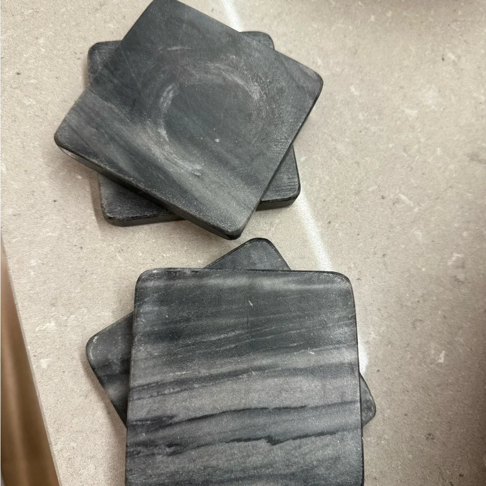 Black Marble Coasters Set (4)